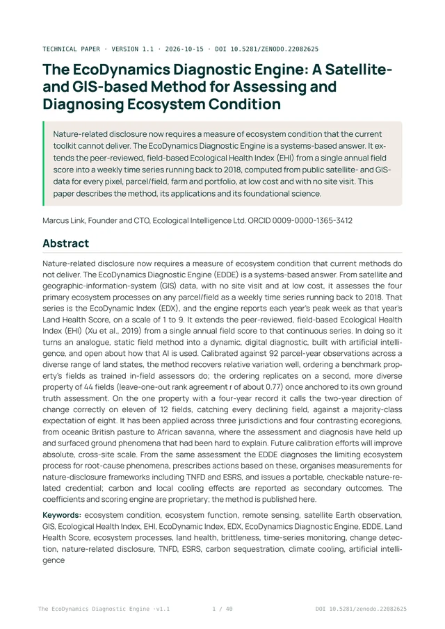First page of The EcoDynamics Diagnostic Engine: A Satellite- and GIS-based Method for Assessing and Diagnosing Ecosystem Condition